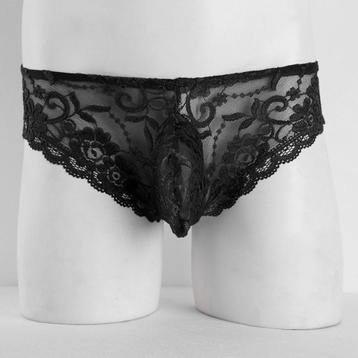 Zwarte sissy slip / heren sexy kanten onderbroek mannen beschikbaar voor biedingen