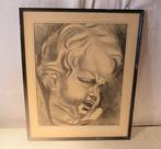 Mooi Oude Tekening 'Bolle Wangen' - 51x41, Ophalen of Verzenden