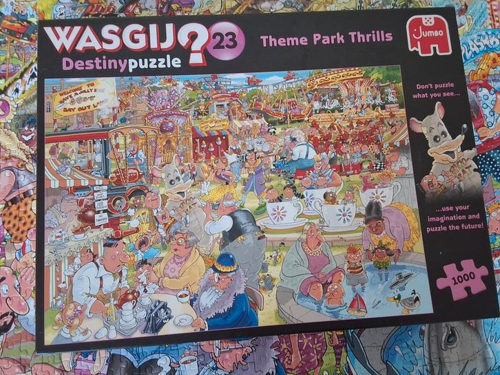 Wasgij legpuzzel 1000 st, nr. 23 Destinyserie, het Pretpark, Hobby en Vrije tijd, Denksport en Puzzels, Zo goed als nieuw, 500 t/m 1500 stukjes