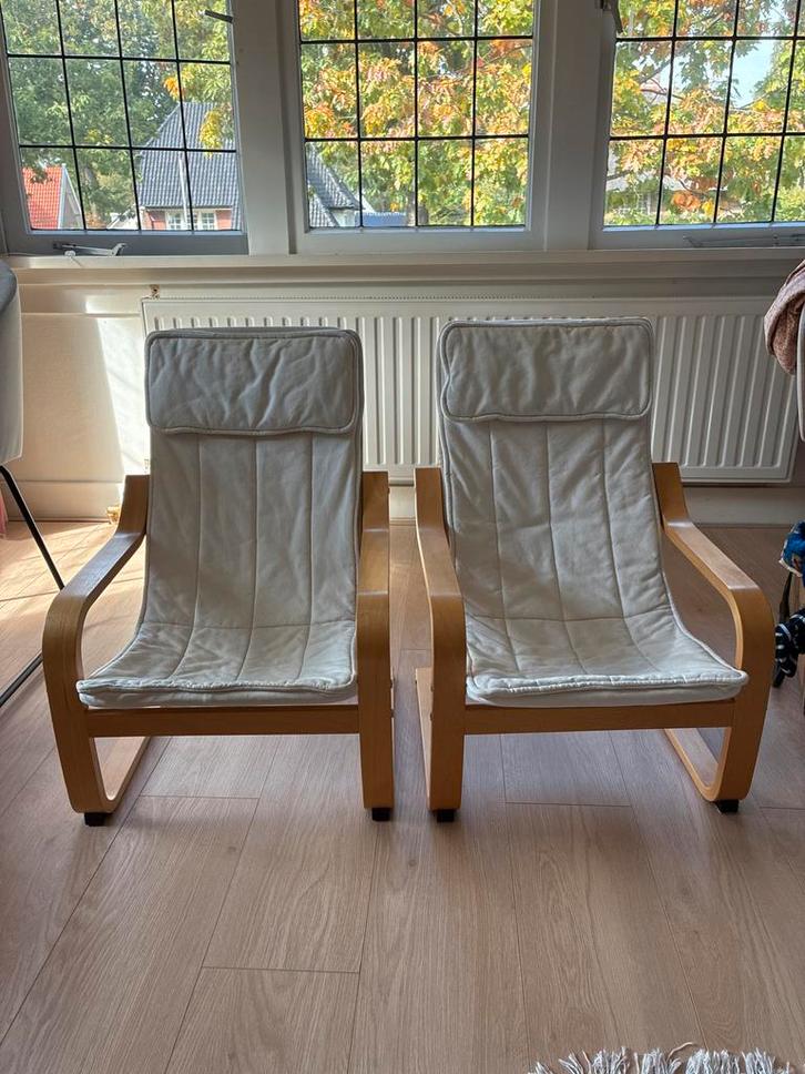 Twee kinderstoelen, Huis en Inrichting, Stoelen, Zo goed als nieuw, Twee, Hout, Wit, Ophalen