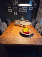 Landelijke Eettafel met Relief Blad, Huis en Inrichting, Ophalen, Gebruikt, 50 tot 100 cm, Landelijk