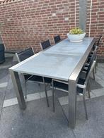 Mooie rvs tafel met granieten blad, Ophalen, Gebruikt, Rechthoekig, Rvs
