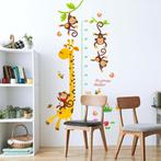 Sticker voor muur of glas met meetlat, giraffe en apen, Nieuw, Wanddecoratie, Verzenden