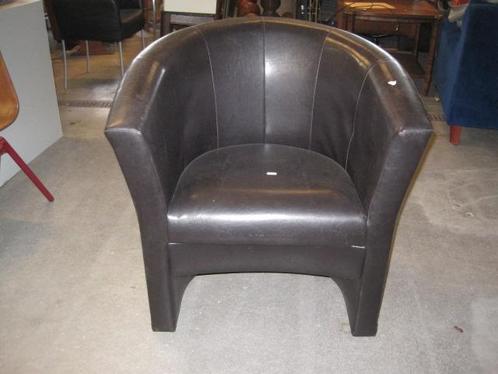 Zwart leren club fauteuil, Huis en Inrichting, Fauteuils, Gebruikt