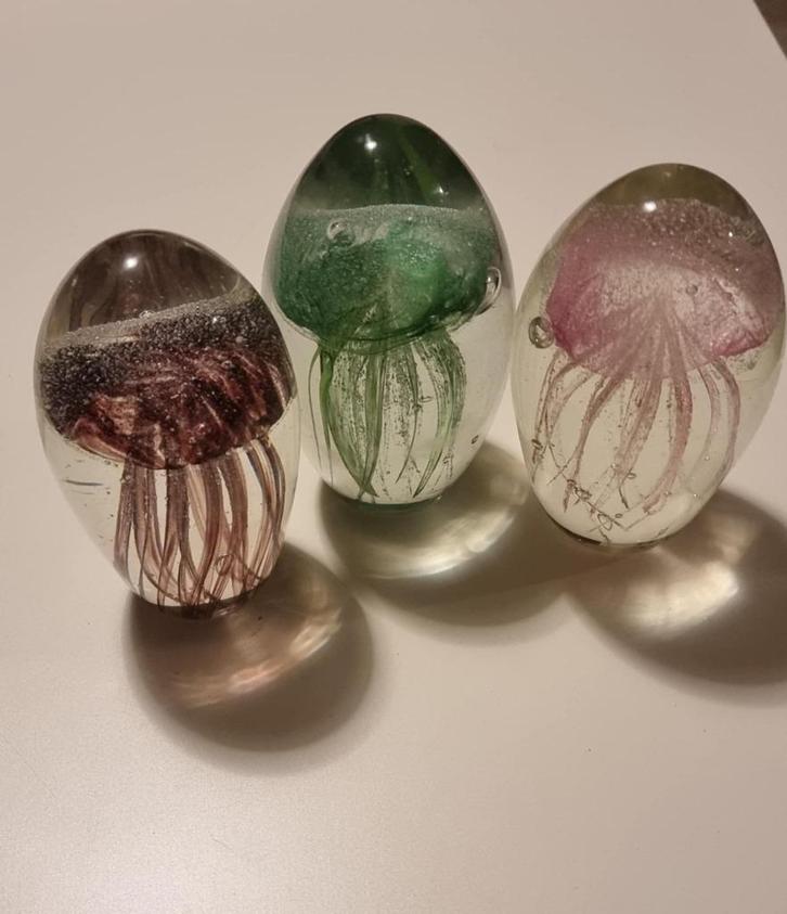 3 x glazen kwallen presse-papier met gecontroleerde bubbels, Antiek en Kunst, Antiek | Glas en Kristal, Verzenden
