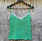 Hunkemöller groen met witte polka dot kante tanktop maat M, Groen, Hunkemöller, Maat 38/40 (M), Zonder mouw