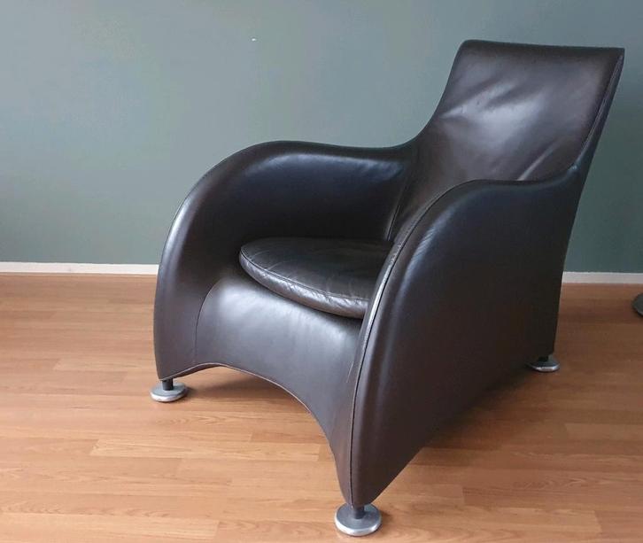 Montis Loge design fauteuil donkerbruin leer gerard vd berg, Huis en Inrichting, Fauteuils, Zo goed als nieuw, Leer, 50 tot 75 cm