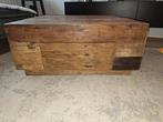 Robuuste bloktafel van hout, Huis en Inrichting, Tafels | Salontafels, Ophalen, Gebruikt, 50 tot 100 cm, 50 tot 100 cm