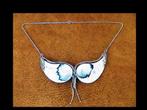 Zilveren Collier met Bijzonder Parelmoer Vlinder!, Verzenden, Zilver, Ketting