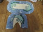 pluche bad set bad mat en toiletmat dolfijnenprint, Huis en Inrichting, Ophalen of Verzenden, Nieuw, Blauw, Overige typen