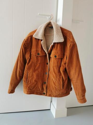 Korte jas / sherpa trucker jacket oranje bruin (S/M) beschikbaar voor biedingen