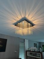 Plafondlamp RVS met glazen staafjes, Huis en Inrichting, Lampen | Plafondlampen, Ophalen of Verzenden, Gebruikt, Glas, Modern