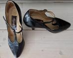 Vintage Recamier dames pumps t-bandje sluit met drukknoop, Recamier, Zwart, Ophalen of Verzenden, Gedragen