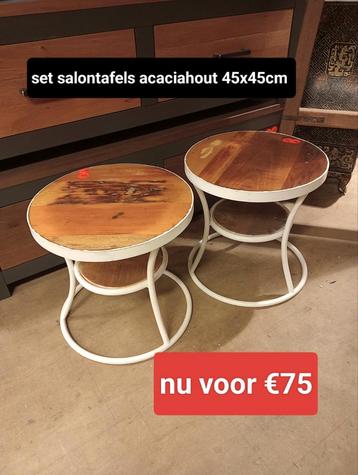 Nieuwe set salontafels acaciahout 45x45cm nu voor €75 beschikbaar voor biedingen