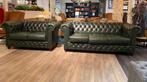 Prachtige Chesterfield bankstel 3+2 Zits Antiek groen, Ophalen of Verzenden, Zo goed als nieuw, 75 tot 100 cm