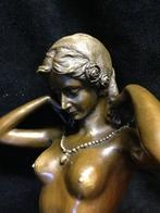 Bronzen naakte dame/kussen Paul Ponsard/stempel zuiver brons, Antiek en Kunst, Ophalen of Verzenden