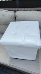 Opvouwbare Poef/Hocker/opbergbox 39x37,5 cm - Wit - leer, Ophalen, Minder dan 50 cm, Vierkant, Zo goed als nieuw
