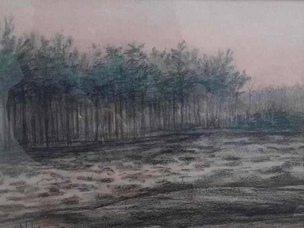Zandverstuiving op de Veluwe. Schilderij incl. lijst., Antiek en Kunst, Kunst | Schilderijen | Klassiek, Ophalen