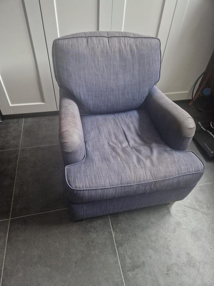 Riviera Maison Fauteuil Blauw, Huis en Inrichting, Fauteuils, Gebruikt, Stof, 50 tot 75 cm, 75 tot 100 cm, Ophalen