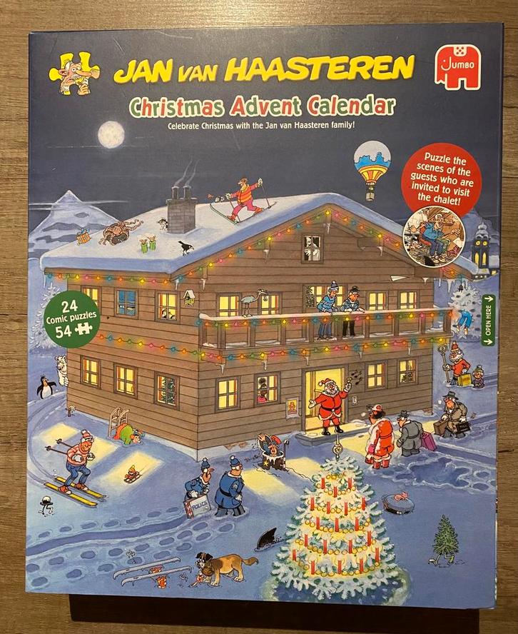Jan van Haasteren 2025 adventskalender, Hobby en Vrije tijd, Denksport en Puzzels, Zo goed als nieuw, 500 t/m 1500 stukjes, Ophalen