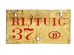 Spoorwegen bord RIJTUIG 37 B  België Trein wagon aanduiding, Antiek en Kunst, Curiosa en Brocante, Ophalen of Verzenden