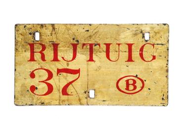 Spoorwegen bord RIJTUIG 37 B  België Trein wagon aanduiding beschikbaar voor biedingen