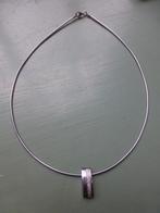 Zilveren Moderne Hanger Zirkonia aan soepele Spang, Sieraden, Tassen en Uiterlijk, Kettingen, Verzenden, Zo goed als nieuw, Met edelsteen