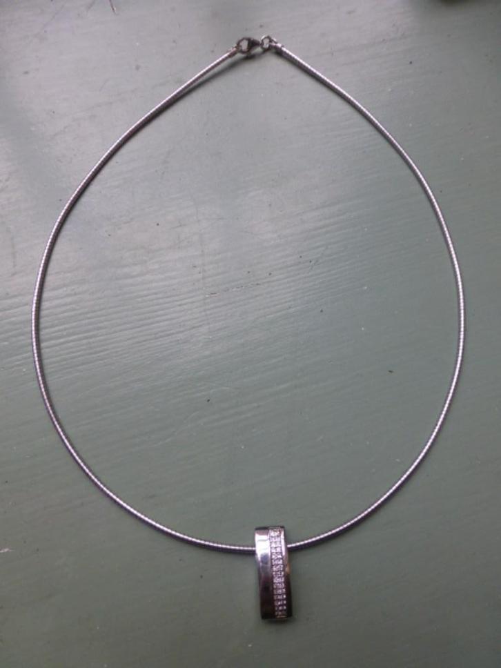 Zilveren Moderne Hanger Zirkonia aan soepele Spang, Sieraden, Tassen en Uiterlijk, Kettingen, Zo goed als nieuw, Zilver, Zilver