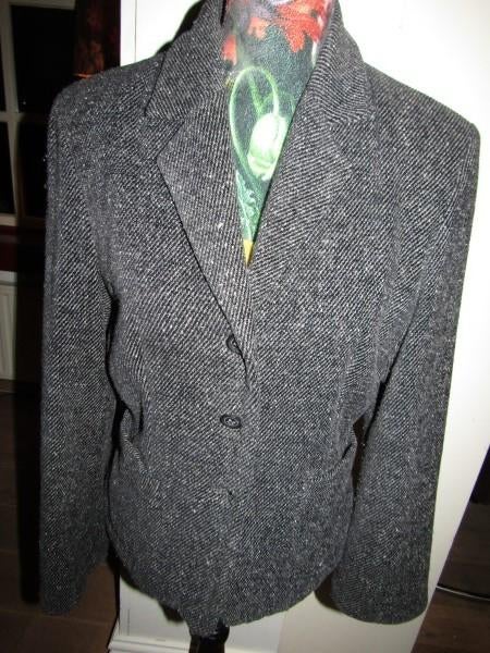E1160 Nadine H mt 40 jasje tweed grijs zwart wol zijde, Maat 38/40 (M), Verzenden, Nadine H, Zo goed als nieuw