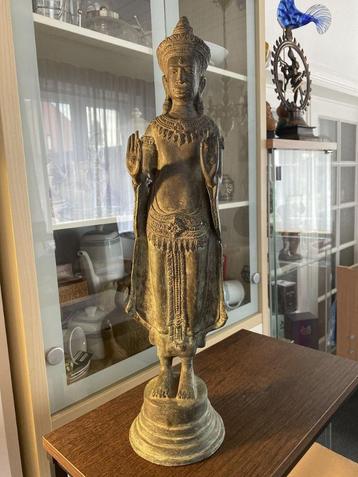  Antiek Khmer-stijl Bronzen Staande Abhaya Bescherming 49 cm beschikbaar voor biedingen