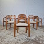 6x Dyrlund vintage jaren 60-70 Deense eetkamerstoel, Ophalen, Hout, Gebruikt, Bruin