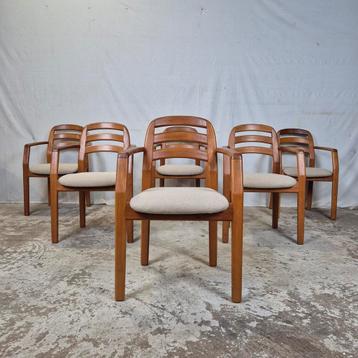 6x Dyrlund vintage jaren 60-70 Deense eetkamerstoel beschikbaar voor biedingen