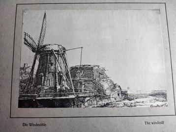 Windmolen Prent 1910 Rembrandt Ets van 1641 beschikbaar voor biedingen