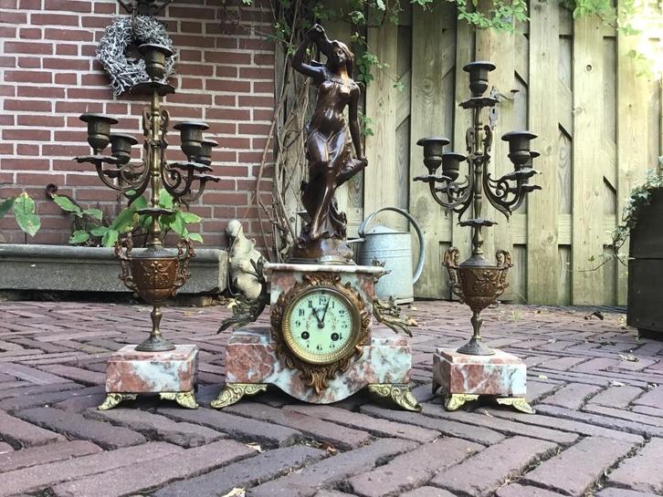 Schouwstel antiek, Antiek en Kunst, Antiek | Klokken, Ophalen