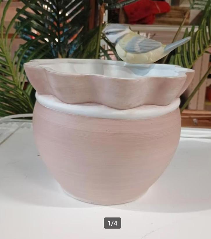 keramiek Goebel bloempot met vogeltje op de rand, Antiek en Kunst, Antiek | Keramiek en Aardewerk, Ophalen