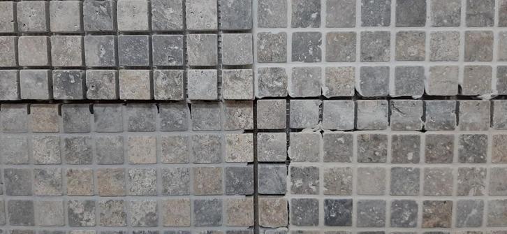 Mozaiek Grigio Silver Grey Travertin tegelmatjes vloer/wand, Doe-het-zelf en Verbouw, Tegels, Nieuw, Vloertegels, Marmer, 60 cm of meer