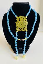 Antieke Tsjechische glaskralen ketting met hanger jade, Sieraden, Tassen en Uiterlijk, Kettingen, Ophalen of Verzenden, Zo goed als nieuw