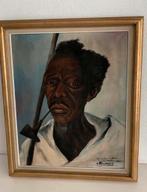 Watutsi olieverf schilderij Rwanda gesigneerd, Ophalen of Verzenden
