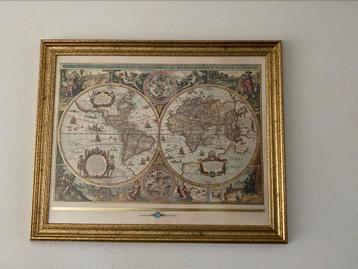Te koop afbeelding historische wereldkaart in lijst beschikbaar voor biedingen