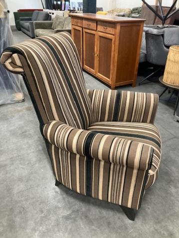 fauteuil klassiek stof bruin beige gebroken wit ALS NIEUW beschikbaar voor biedingen