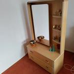 KAPTAFEL,Blank Hout,Spiegel,2 Laden,Lampje,Wandkast,1980, Huis en Inrichting, Ophalen, Zo goed als nieuw, Minder dan 150 cm, Met lade(s)