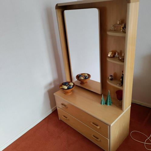 KAPTAFEL,Blank Hout,Spiegel,2 Laden,Lampje,Wandkast,1980, Huis en Inrichting, Kasten | Wandmeubels, Zo goed als nieuw, 150 tot 200 cm