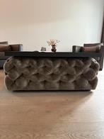 Eric Kuster Poef met Houten Blad - 112x112x48 cm, Huis en Inrichting, Tafels | Salontafels, Ophalen, Overige materialen, 100 tot 150 cm