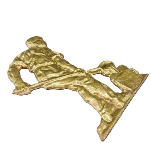 Gebronsd gietijzeren staande plaquette van een ijzergieter., Antiek en Kunst, Curiosa en Brocante, Verzenden