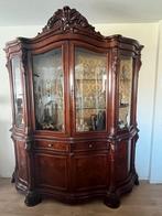 Te koop Antieke wortelnoten houten salon-/vitrinekast, Antiek en Kunst, Ophalen