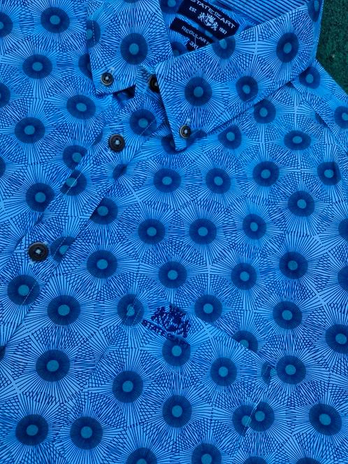 State of Art blouse overhemd korte mouw prints Maat XXXL 3XL, Kleding | Heren, Grote Maten, Zo goed als nieuw, Overhemd, Blauw