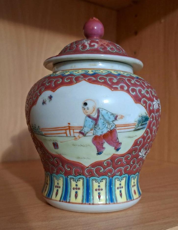 Chinese dekselpot voorraadpot Mun Shou Longevity porselein, Antiek en Kunst, Antiek | Keukenbenodigdheden, Verzenden