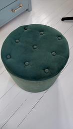 Groene Velvet Poef met Opbergruimte, Ophalen, Zo goed als nieuw, 50 tot 75 cm, 50 tot 75 cm