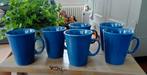 Blauwe mokken - bekers - blauw - 6 stuks beschikbaar, Gebruikt, Keramiek, Ophalen of Verzenden, Overige stijlen