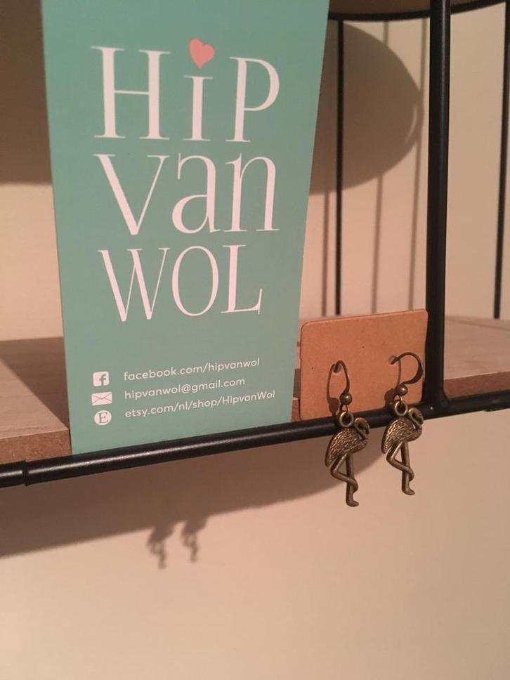 Flamingo’s, Sieraden, Tassen en Uiterlijk, Oorbellen, Nieuw, Hangers, Overige materialen, Bruin, Ophalen of Verzenden